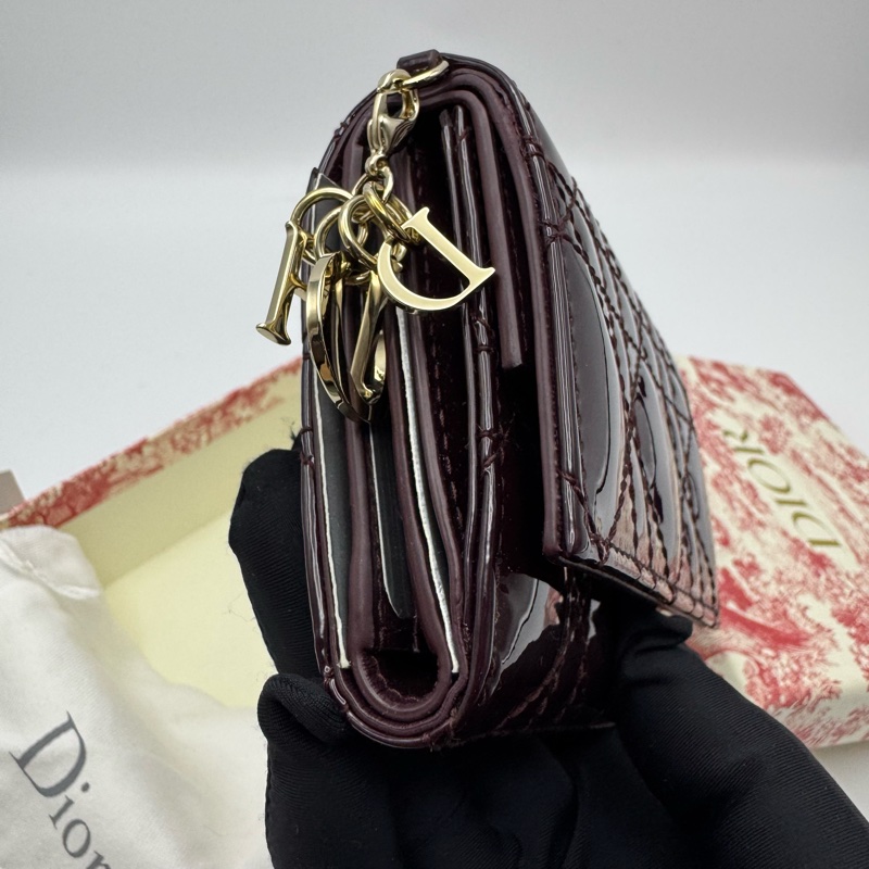 Dior 牛漆皮短款錢包 Dark Cherry-11