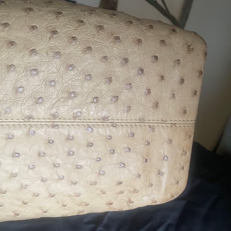 珍稀皮 Precious Leather靜奢風🌿BVLGARI寶格麗🎞️鴕鳥皮質感奶茶色🎞️Zero1系列🎞️手提/肩背/側背/晚宴包/🎞️正品🎞️況好🎞️蠻新🆕🎞️女王範🌹氣場🌹很美🌹不撞-29