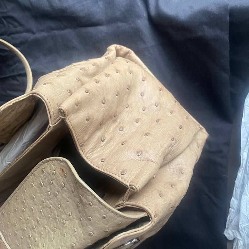 珍稀皮 Precious Leather靜奢風🌿BVLGARI寶格麗🎞️鴕鳥皮質感奶茶色🎞️Zero1系列🎞️手提/肩背/側背/晚宴包/🎞️正品🎞️況好🎞️蠻新🆕🎞️女王範🌹氣場🌹很美🌹不撞-51