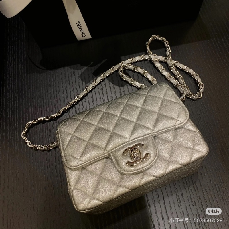 🈶盒子塵袋保卡❤️ 香奈兒 #銀灰色 #香檳色 #牛皮 #方胖子-1