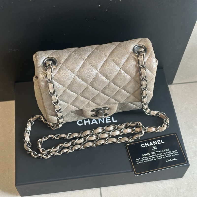 🈶盒子塵袋保卡❤️ 香奈兒 #銀灰色 #香檳色 #牛皮 #方胖子-4