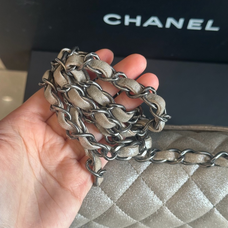 🈶盒子塵袋保卡❤️ 香奈兒 #銀灰色 #香檳色 #牛皮 #方胖子-12