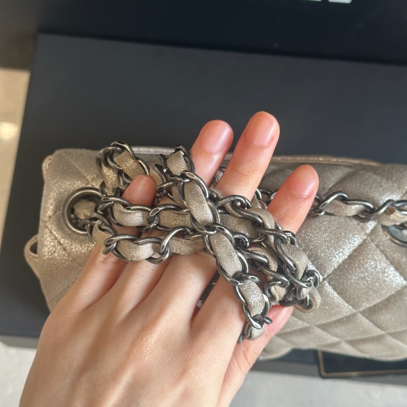 🈶盒子塵袋保卡❤️ 香奈兒 #銀灰色 #香檳色 #牛皮 #方胖子-13