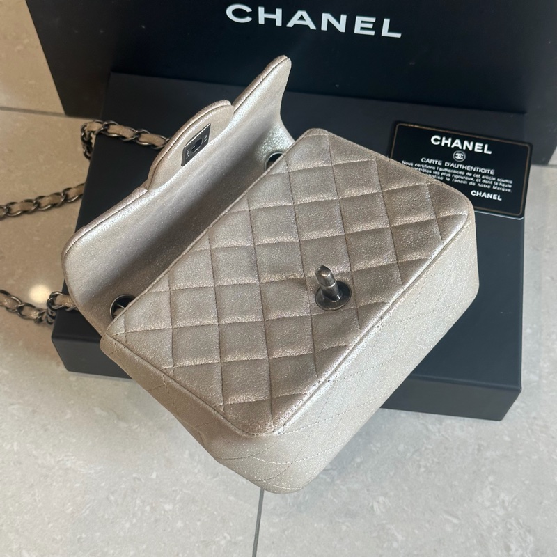 🈶盒子塵袋保卡❤️ 香奈兒 #銀灰色 #香檳色 #牛皮 #方胖子-14