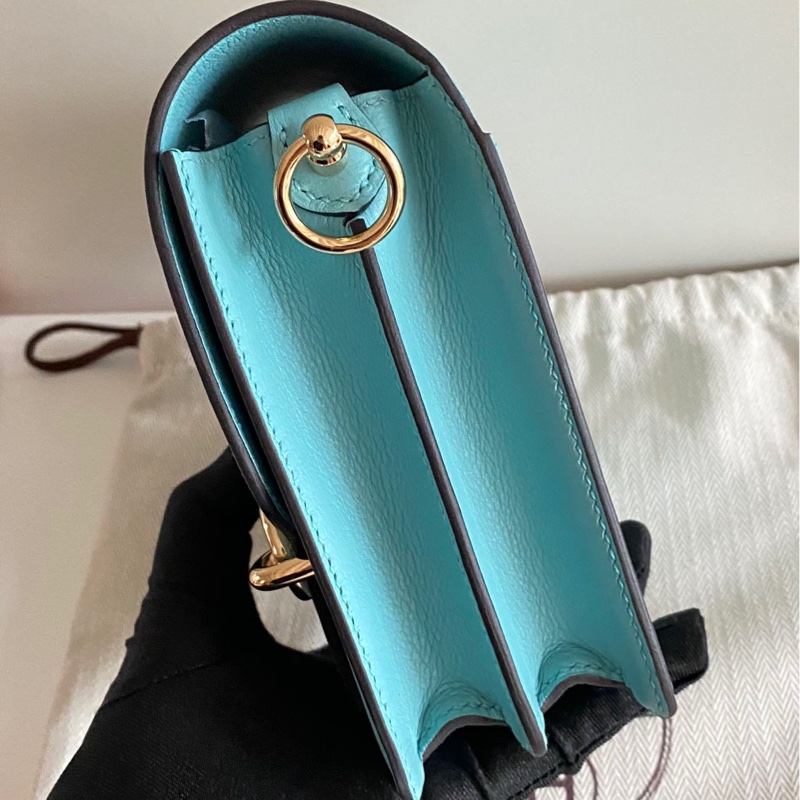 🌈Hermes🩵Mini Roulis 19🩵馬卡龍藍淡金扣🌈99.5新🌟evercolor皮🌟愛馬仕🌟-7