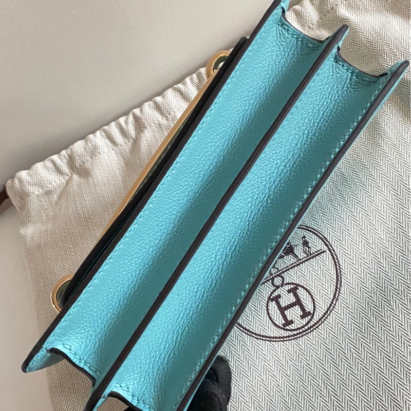 🌈Hermes🩵Mini Roulis 19🩵馬卡龍藍淡金扣🌈99.5新🌟evercolor皮🌟愛馬仕🌟-8