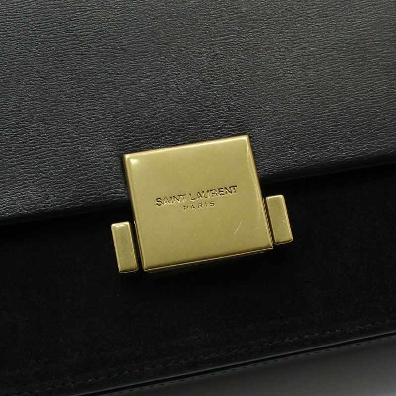 【包稅】SAINT LAURENT 黑色皮革 Belhasse 中型斜挎包-5