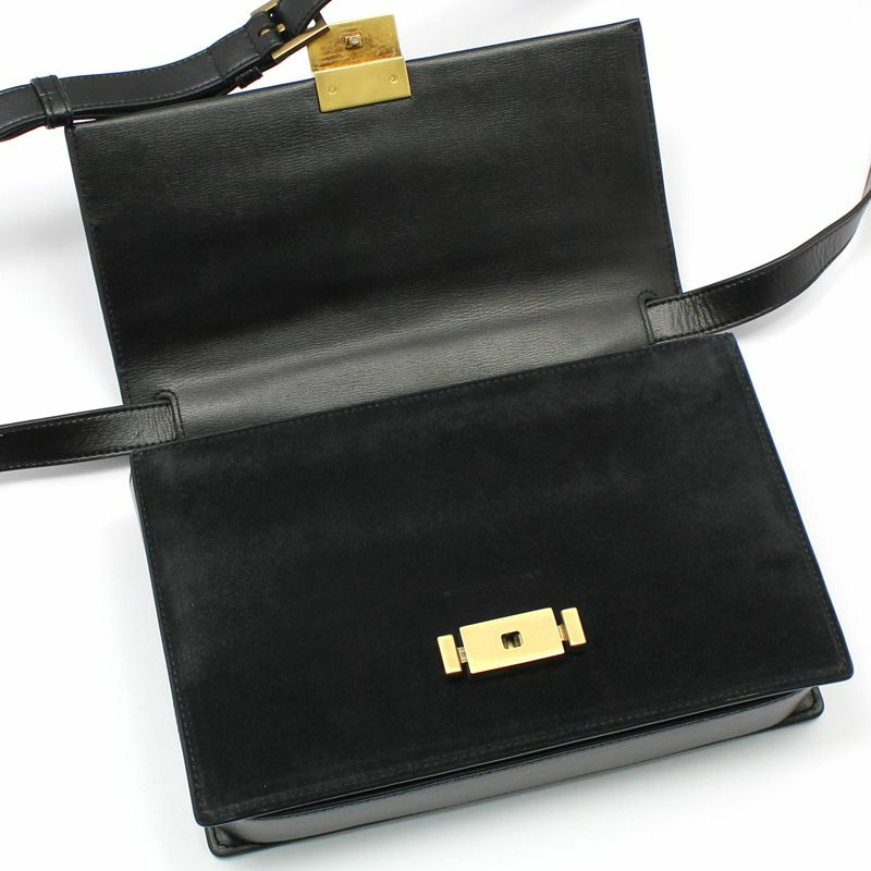 【包稅】SAINT LAURENT 黑色皮革 Belhasse 中型斜挎包-6