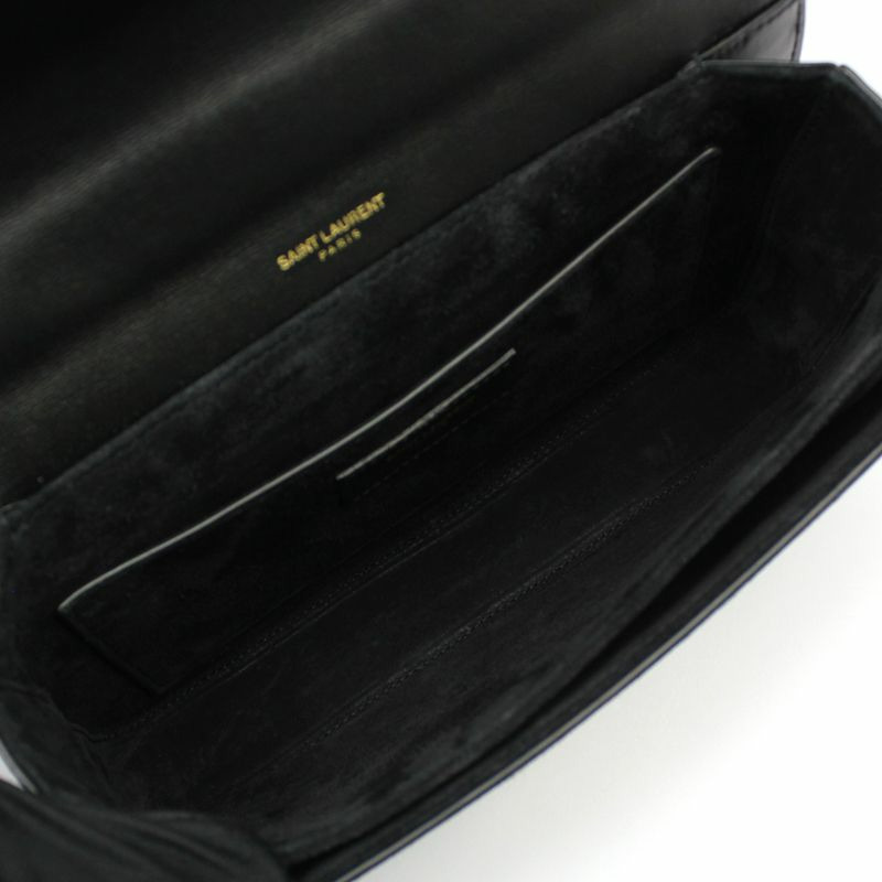 【包稅】SAINT LAURENT 黑色皮革 Belhasse 中型斜挎包-7