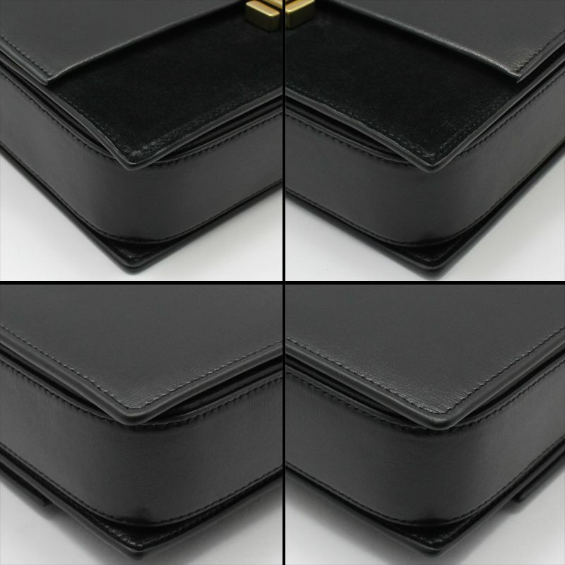 【包稅】SAINT LAURENT 黑色皮革 Belhasse 中型斜挎包-8