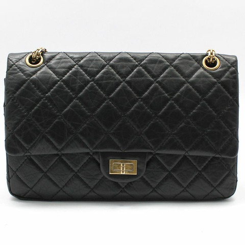 【包稅】CHANEL 黑色復古 2.55 中型金色鏈條單肩包