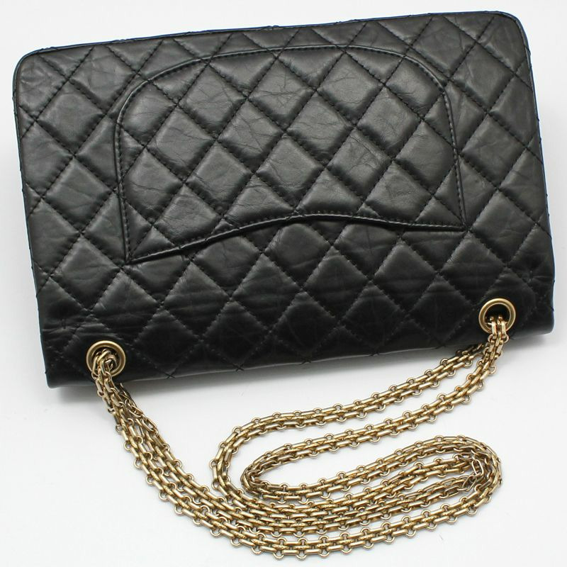 【包稅】CHANEL 黑色復古 2.55 中型金色鏈條單肩包-3