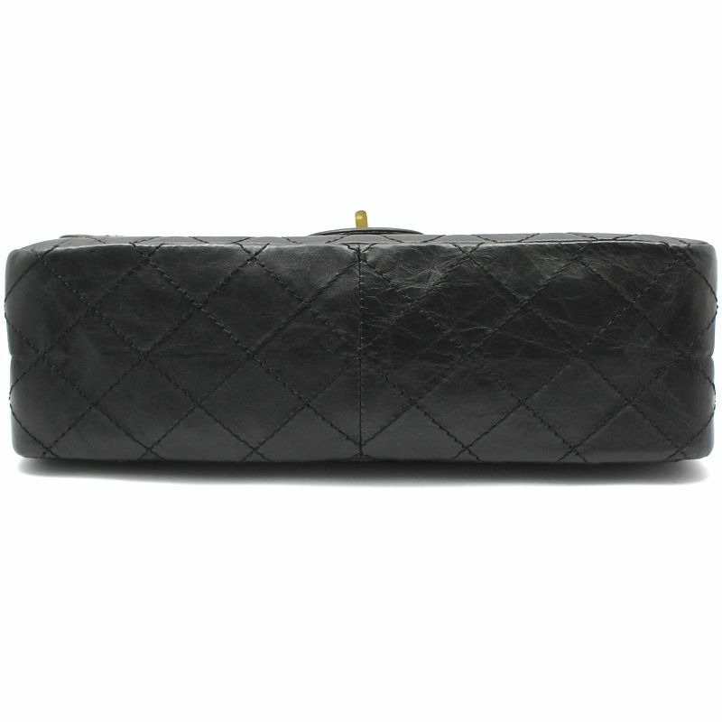 【包稅】CHANEL 黑色復古 2.55 中型金色鏈條單肩包-4