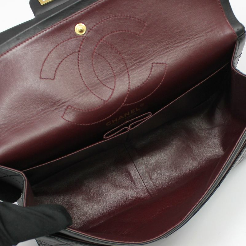 【包稅】CHANEL 黑色復古 2.55 中型金色鏈條單肩包-8