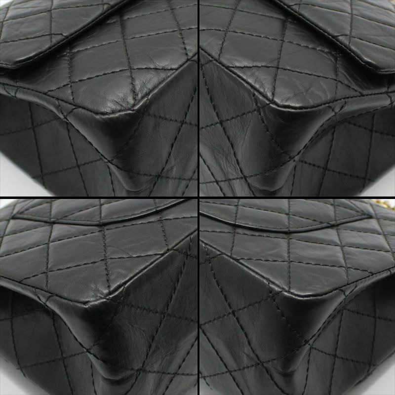 【包稅】CHANEL 黑色復古 2.55 中型金色鏈條單肩包-9