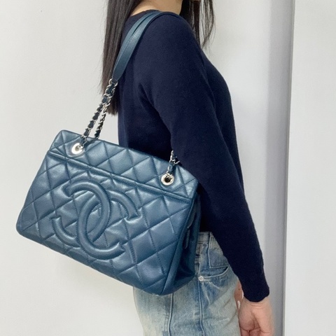 ✨Chanel GST 藍色銀扣托特包 溫柔百搭 有保卡💎