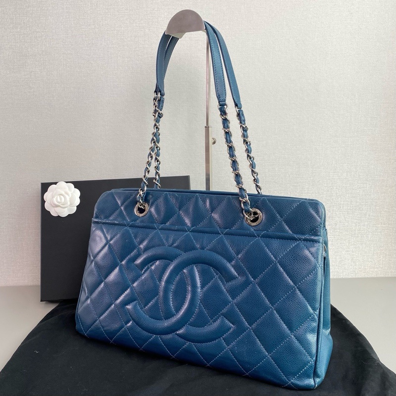 ✨Chanel GST 藍色銀扣托特包 溫柔百搭 有保卡💎-4