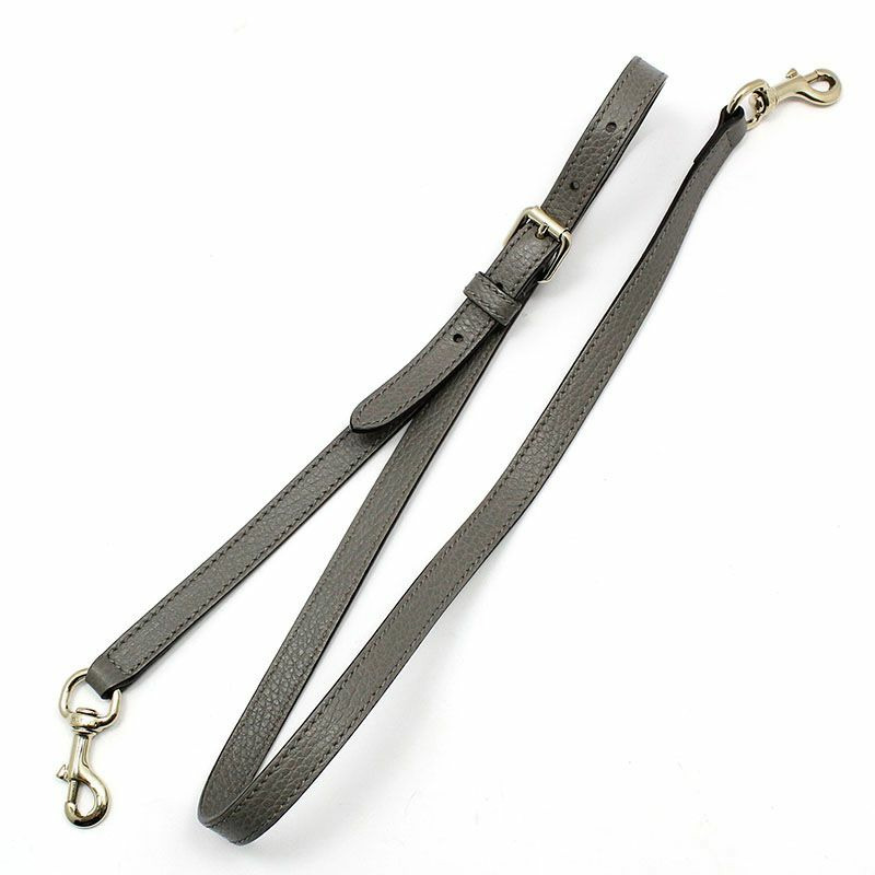 【包稅】GUCCI 灰色皮革金色雙G互扣圓頂肩背包-7