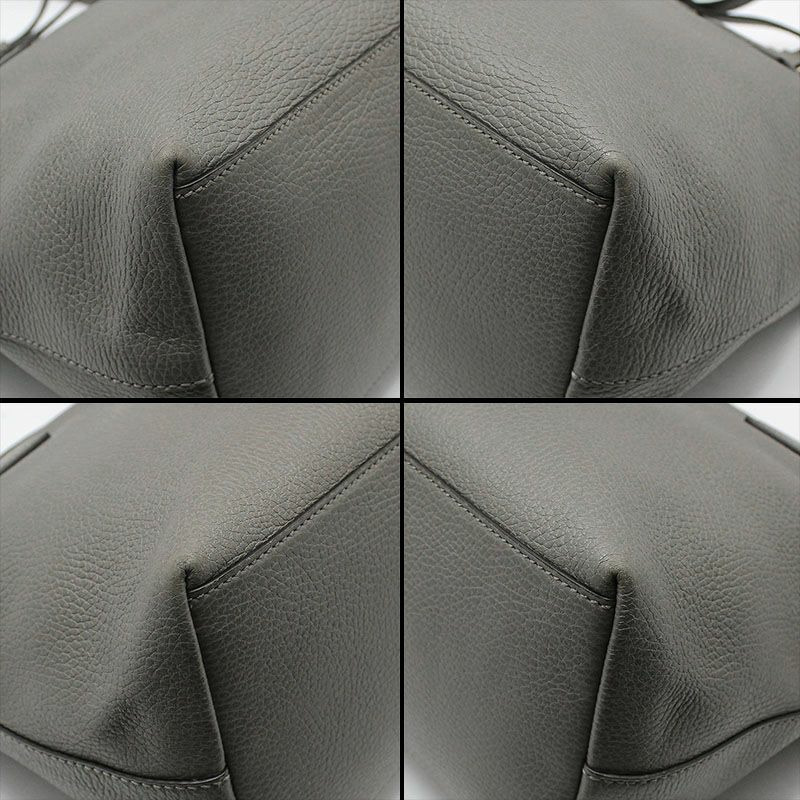 【包稅】GUCCI 灰色皮革金色雙G互扣圓頂肩背包-9