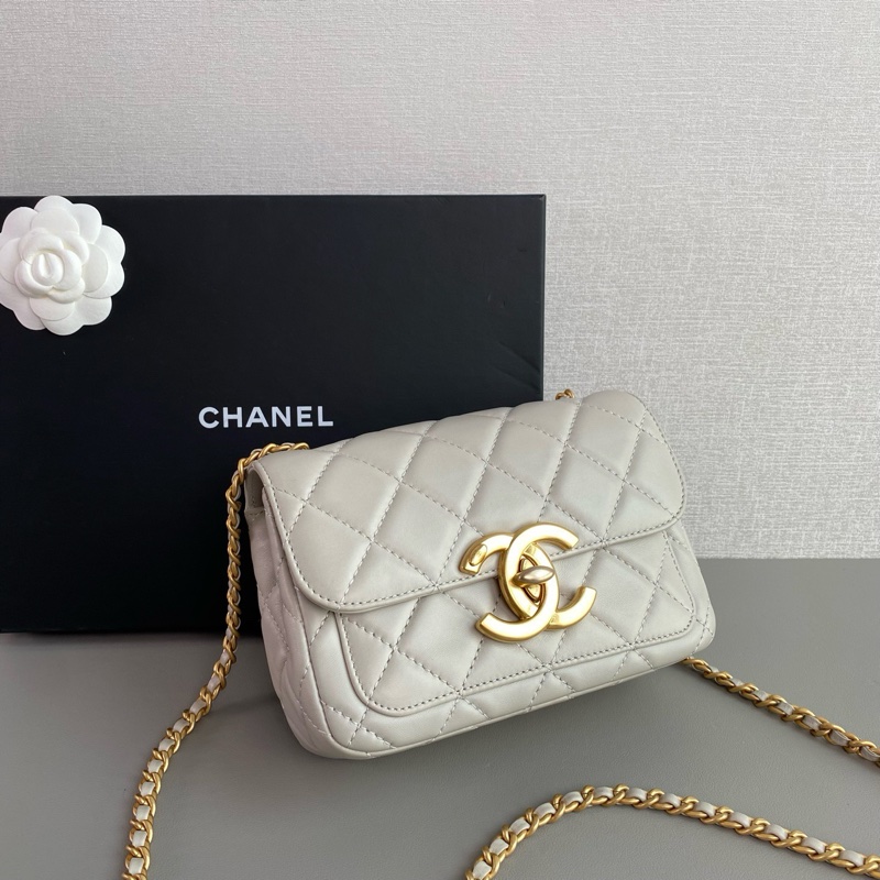 ✨Chanel 大象灰金鏈條包 方胖子 晶片款🩶-4