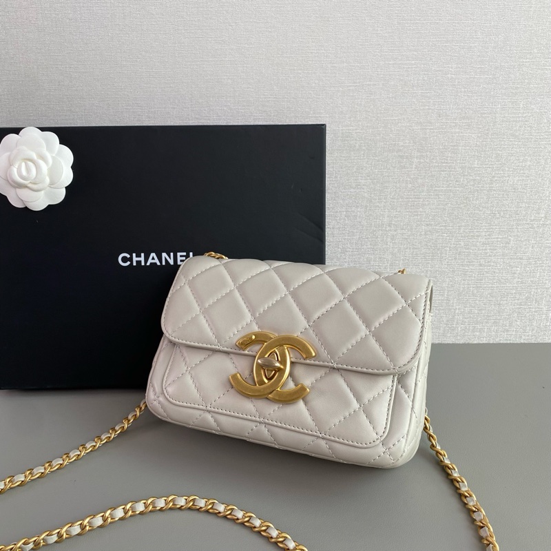 ✨Chanel 大象灰金鏈條包 方胖子 晶片款🩶-5