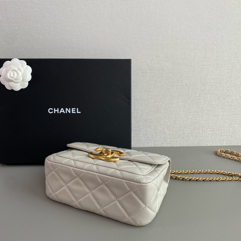 ✨Chanel 大象灰金鏈條包 方胖子 晶片款🩶-7