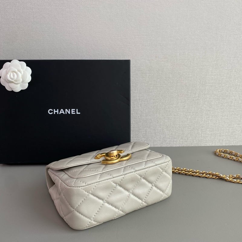✨Chanel 大象灰金鏈條包 方胖子 晶片款🩶-8