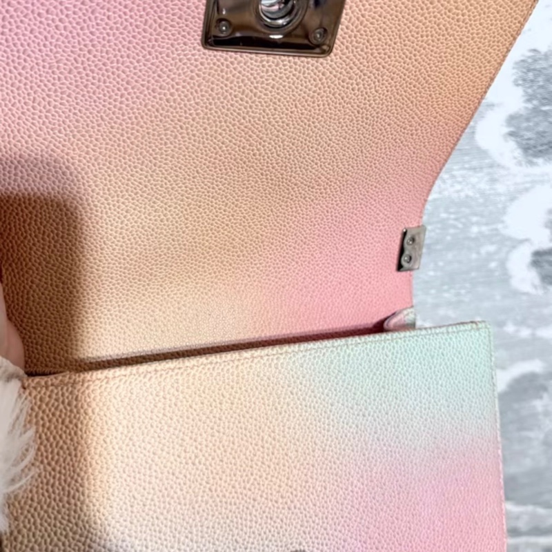 CHANEL 香奈兒 Lenox 漸變彩虹菱格紋牛皮銀扣鏈條包單肩包  美人魚色-2