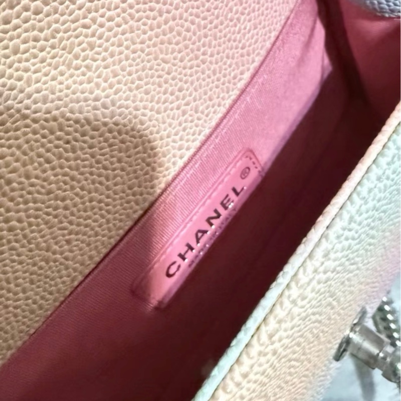 CHANEL 香奈兒 Lenox 漸變彩虹菱格紋牛皮銀扣鏈條包單肩包  美人魚色-3