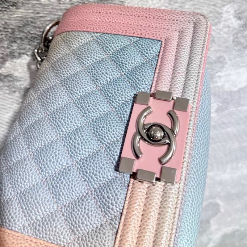 CHANEL 香奈兒 Lenox 漸變彩虹菱格紋牛皮銀扣鏈條包單肩包  美人魚色-4