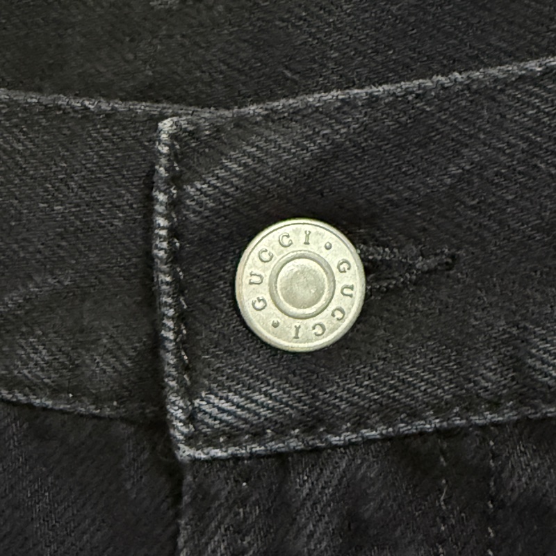 914intheair精品代購『全新』Gucci 經典馬銜釦牛仔褲，經典黑色百搭高腰落地寬褲-5