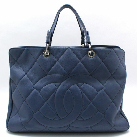 【包稅】CHANEL 藍色柔軟魚子醬永恆購物旅行包大號手提包