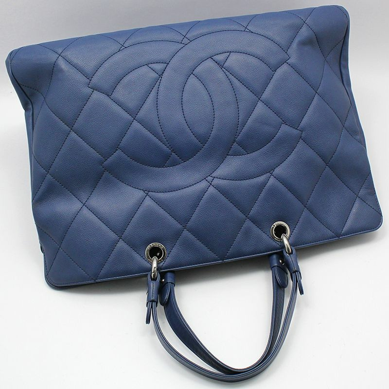 【包稅】CHANEL 藍色柔軟魚子醬永恆購物旅行包大號手提包-2