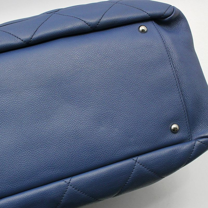 【包稅】CHANEL 藍色柔軟魚子醬永恆購物旅行包大號手提包-5