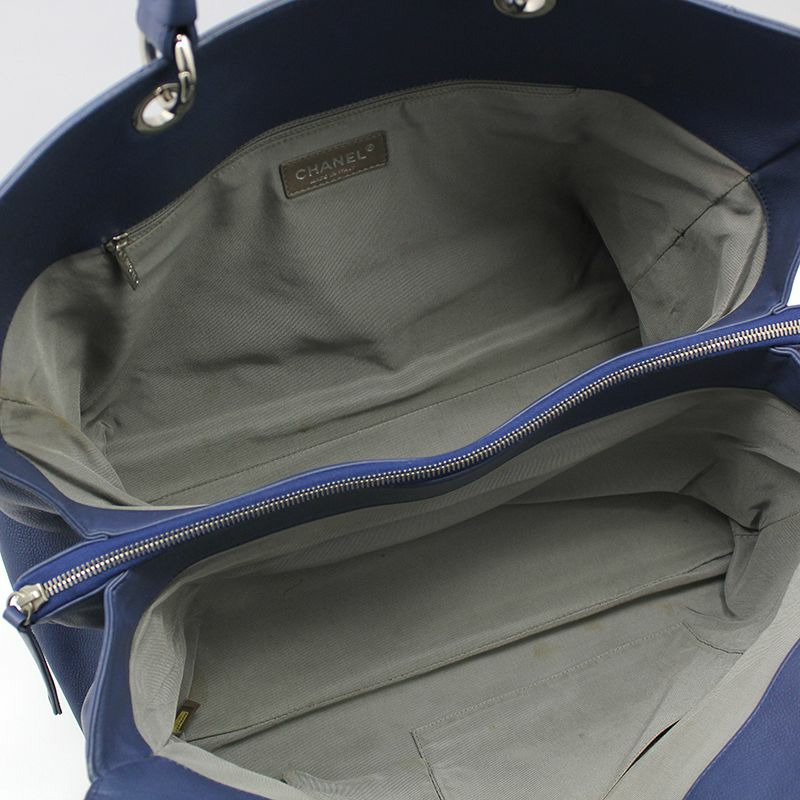【包稅】CHANEL 藍色柔軟魚子醬永恆購物旅行包大號手提包-8