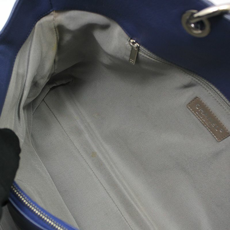 【包稅】CHANEL 藍色柔軟魚子醬永恆購物旅行包大號手提包-9