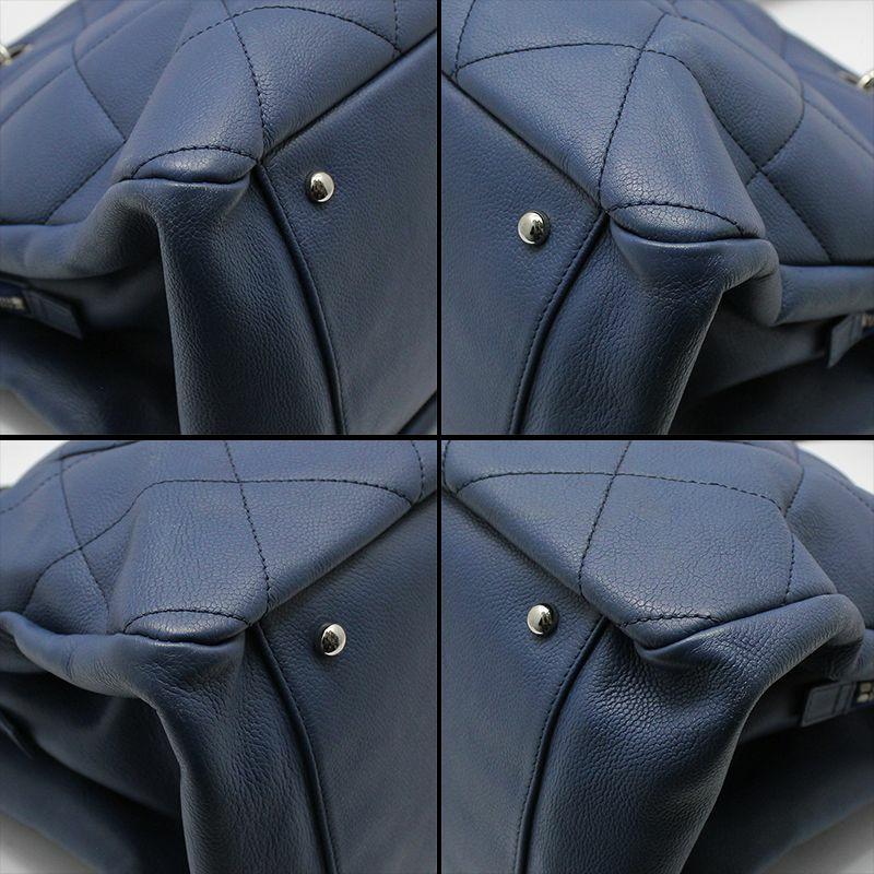 【包稅】CHANEL 藍色柔軟魚子醬永恆購物旅行包大號手提包-11