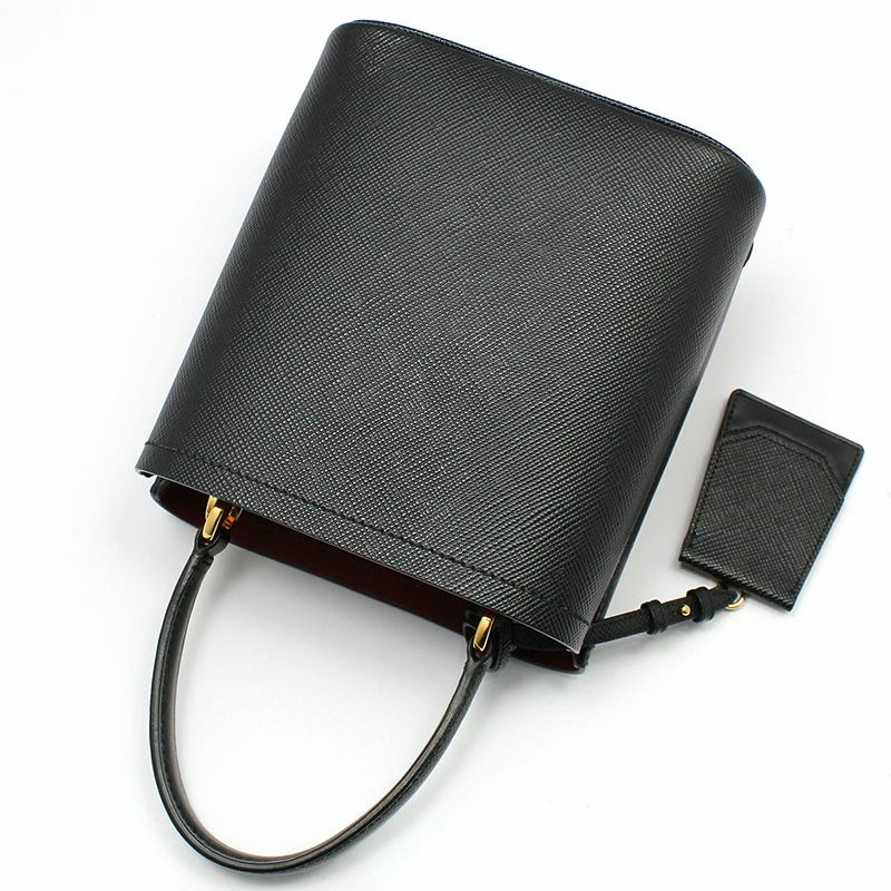 【包稅】PRADA 黑色 Saffiano 雙層小號水桶斜背包-3