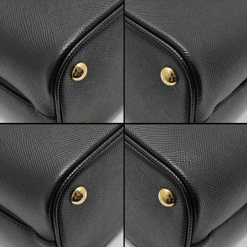 【包稅】PRADA 黑色 Saffiano 雙層小號水桶斜背包-8