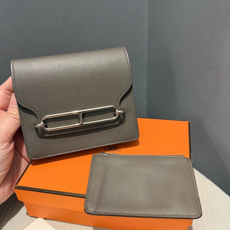 全配 Hermes 愛馬仕 豬鼻 Roulis Silm 錫器灰 銀釦-0