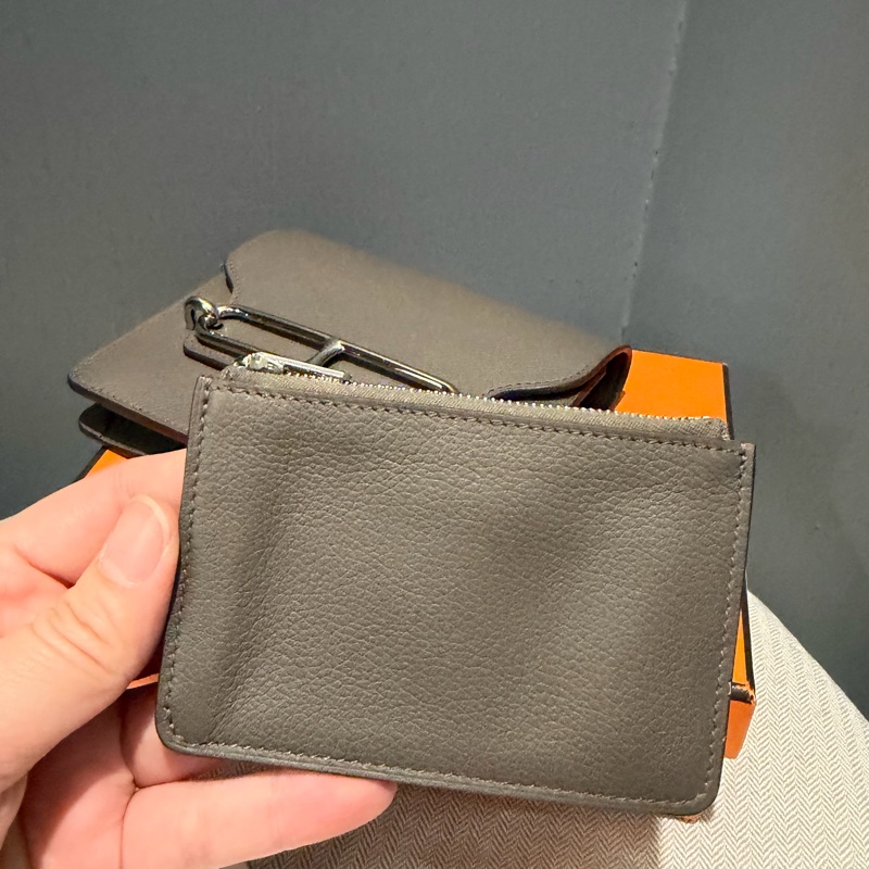 全配 Hermes 愛馬仕 豬鼻 Roulis Silm 錫器灰 銀釦-5