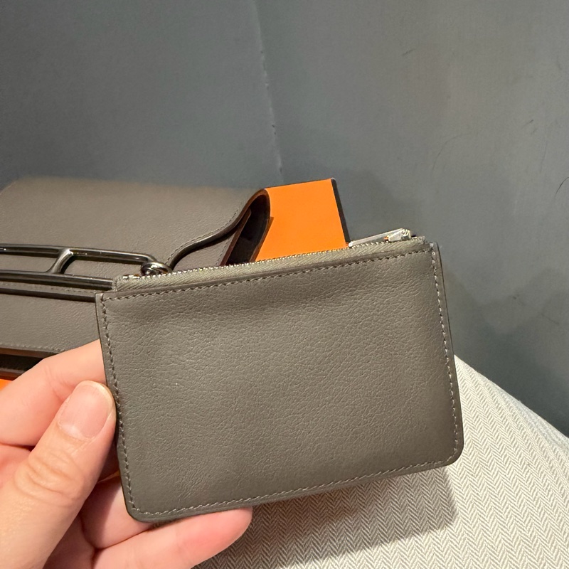 全配 Hermes 愛馬仕 豬鼻 Roulis Silm 錫器灰 銀釦-6