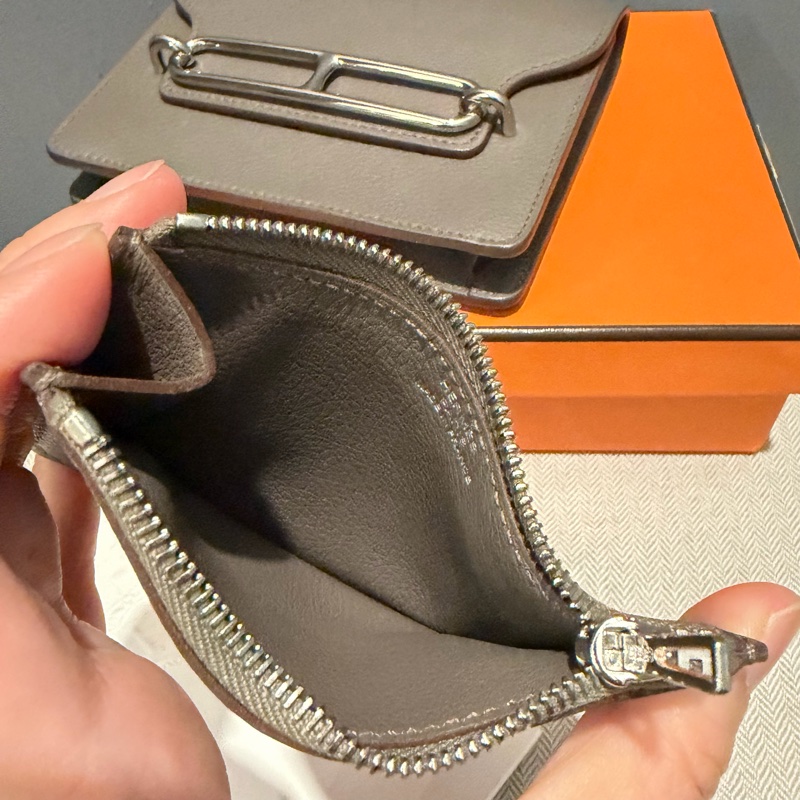 全配 Hermes 愛馬仕 豬鼻 Roulis Silm 錫器灰 銀釦-7