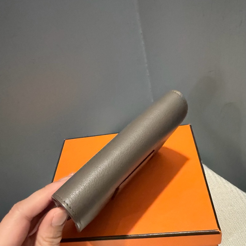 全配 Hermes 愛馬仕 豬鼻 Roulis Silm 錫器灰 銀釦-10