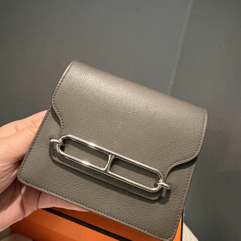 全配 Hermes 愛馬仕 豬鼻 Roulis Silm 錫器灰 銀釦-15