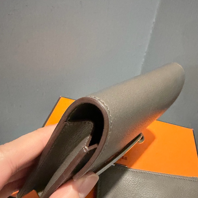 全配 Hermes 愛馬仕 豬鼻 Roulis Silm 錫器灰 銀釦-20