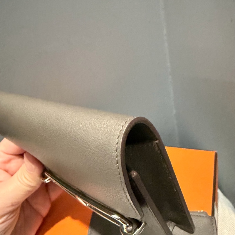 全配 Hermes 愛馬仕 豬鼻 Roulis Silm 錫器灰 銀釦-21