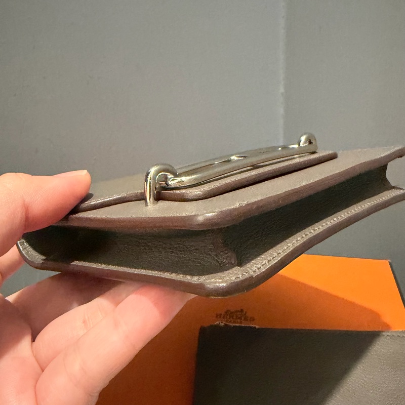 全配 Hermes 愛馬仕 豬鼻 Roulis Silm 錫器灰 銀釦-23