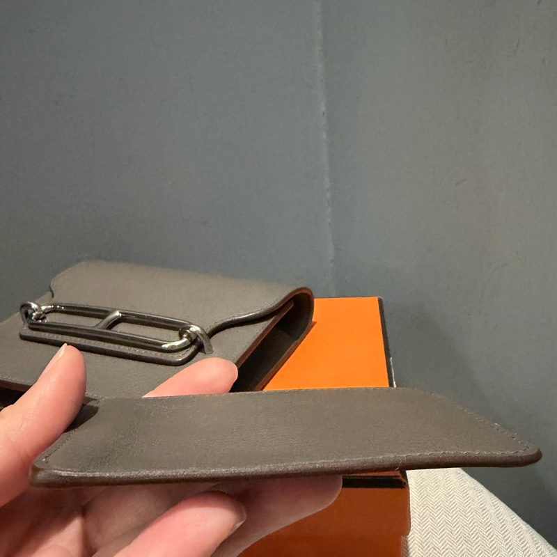 全配 Hermes 愛馬仕 豬鼻 Roulis Silm 錫器灰 銀釦-26