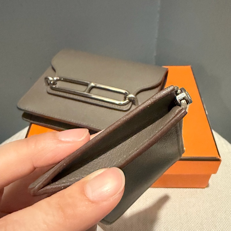 全配 Hermes 愛馬仕 豬鼻 Roulis Silm 錫器灰 銀釦-27